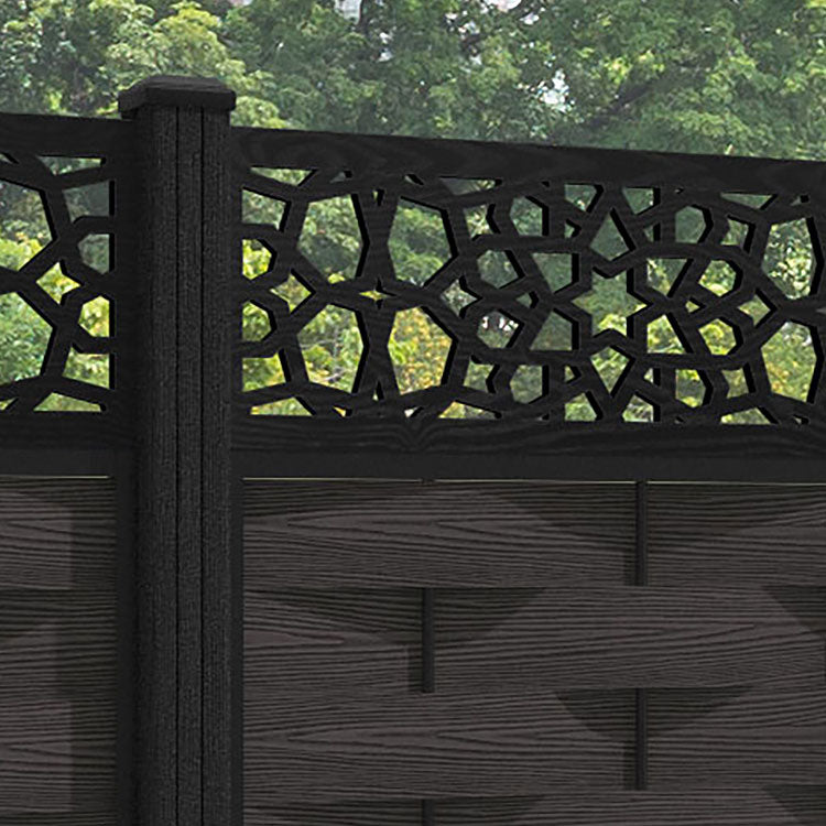 Ripple Nazira Fence Panel - Dark Oak - with our composite posts