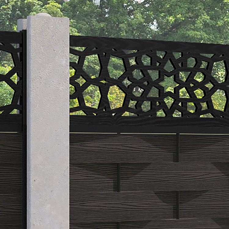 Ripple Nazira Fence Panel - Dark Oak - for existing concrete posts
