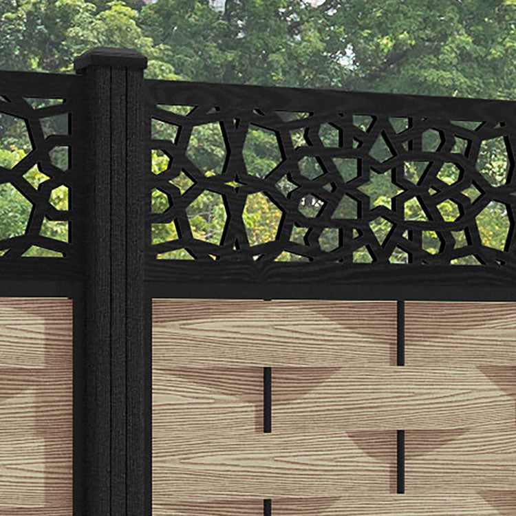 Ripple Nazira Fence Panel - Light Oak - with our composite posts