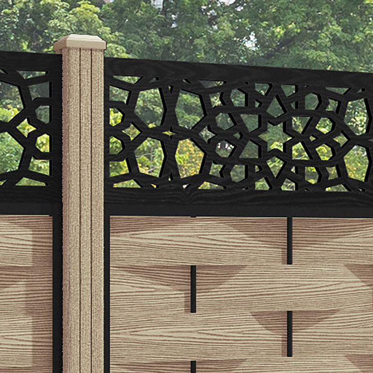 Ripple Nazira Fence Panel - Light Oak - with our composite posts