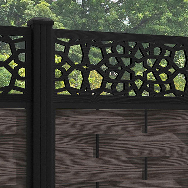 Ripple Nazira Fence Panel - Mid Brown - with our aluminium posts