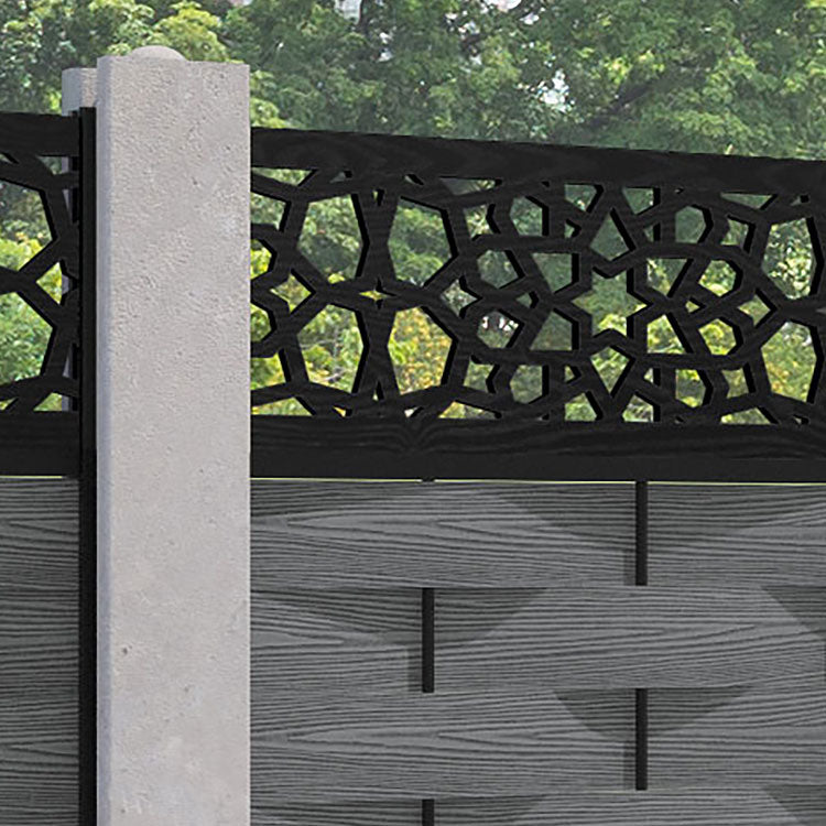 Ripple Nazira Fence Panel - Mid Grey - for existing concrete posts