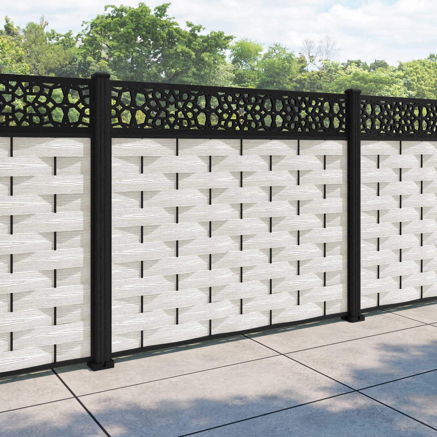 Ripple Nazira Fence Panel - Light Stone - with our composite posts