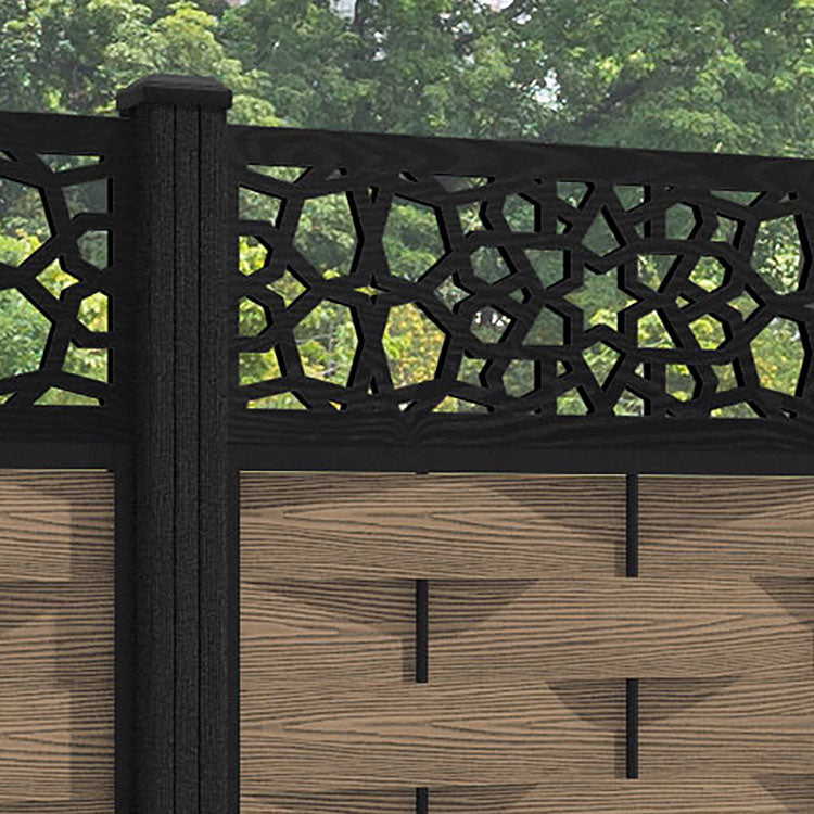 Ripple Nazira Fence Panel - Teak - with our composite posts