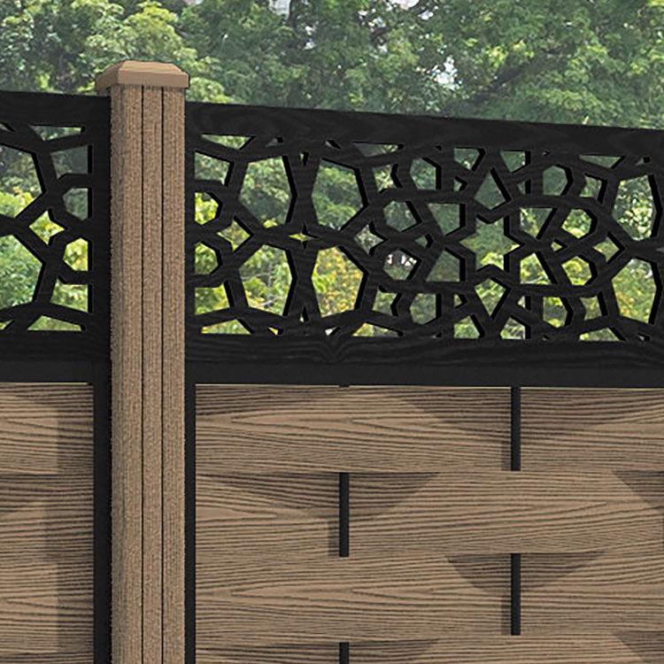 Ripple Nazira Fence Panel - Teak - with our composite posts