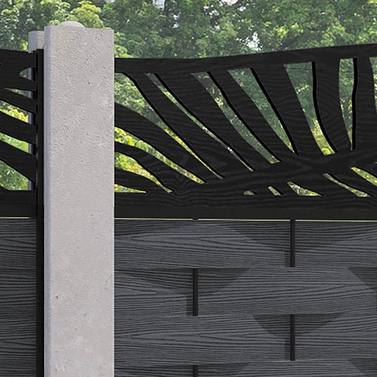 Ripple Palm Curved Top Fence Panel - Dark Grey - for existing concrete posts