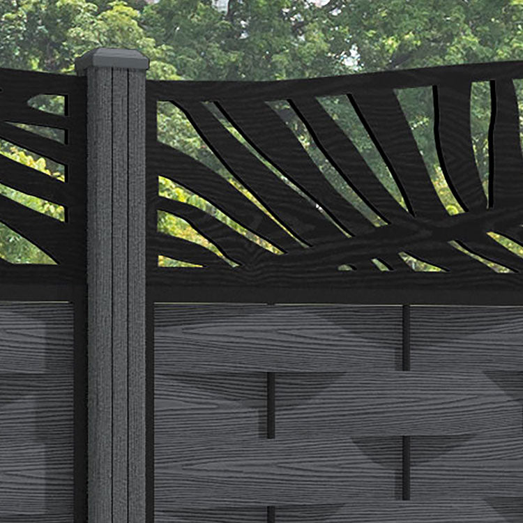 Ripple Palm Curved Top Fence Panel - Dark Grey - with our composite posts