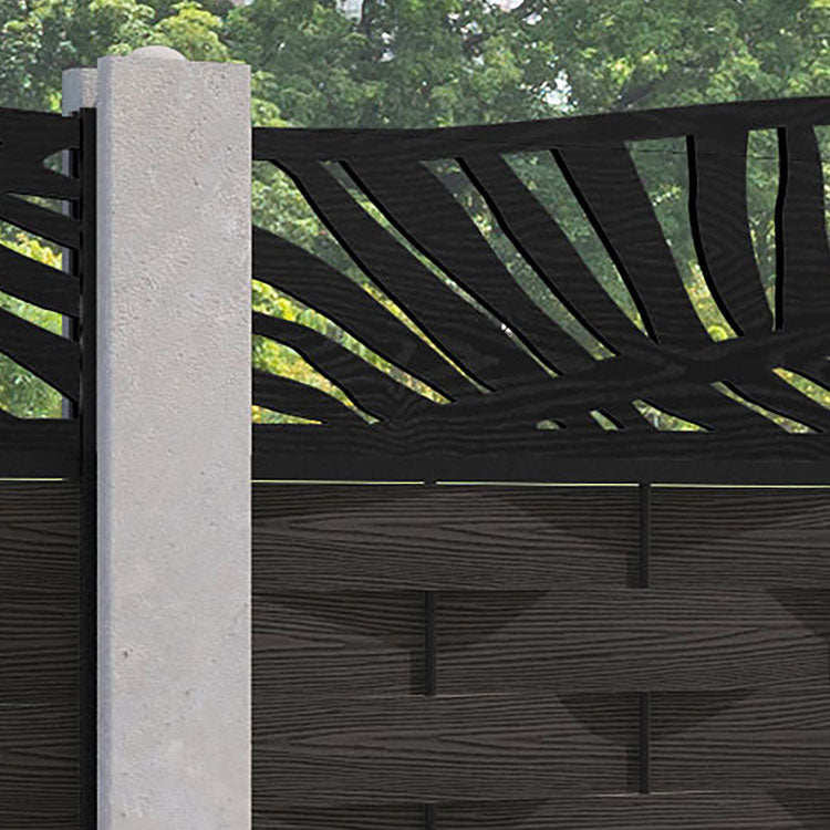 Ripple Palm Curved Top Fence Panel - Dark Oak - for existing concrete posts