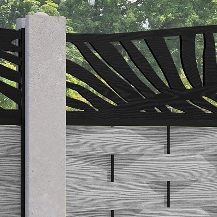 Ripple Palm Curved Top Fence Panel - Light Grey - for existing concrete posts