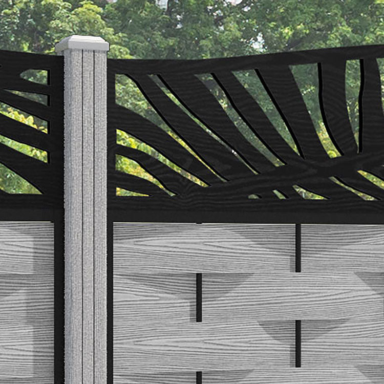 Ripple Palm Curved Top Fence Panel - Light Grey - with our composite posts