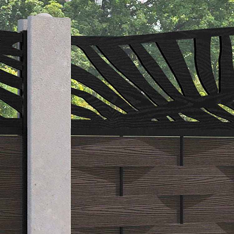 Ripple Palm Curved Top Fence Panel - Mid Brown - for existing concrete posts