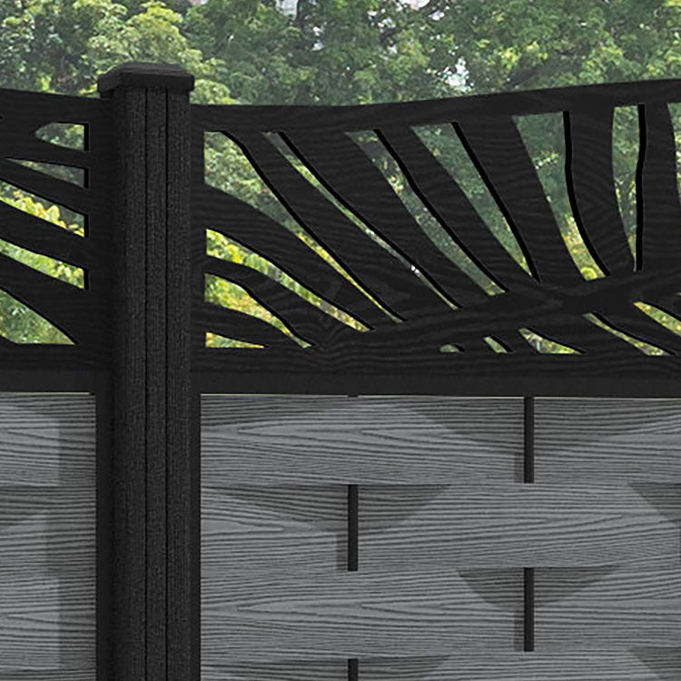 Ripple Palm Curved Top Fence Panel - Mid Grey - with our composite posts