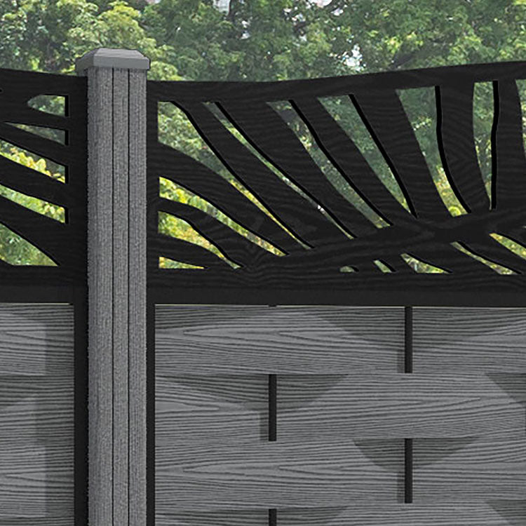 Ripple Palm Curved Top Fence Panel - Mid Grey - with our composite posts