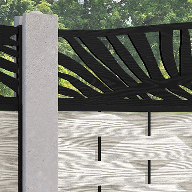 Ripple Palm Curved Top Fence Panel - Light Stone - for existing concrete posts