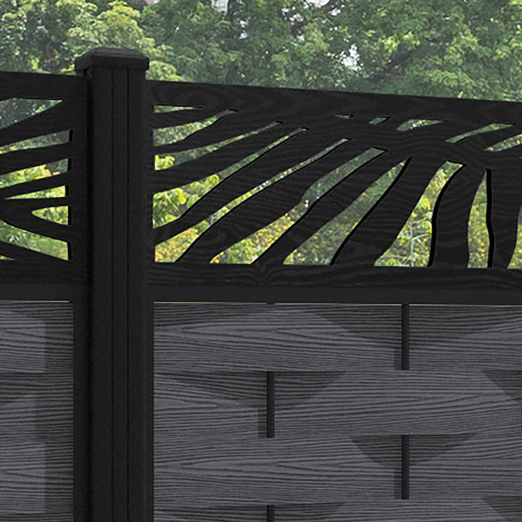 Ripple Palm Fence Panel - Dark Grey - with our aluminium posts