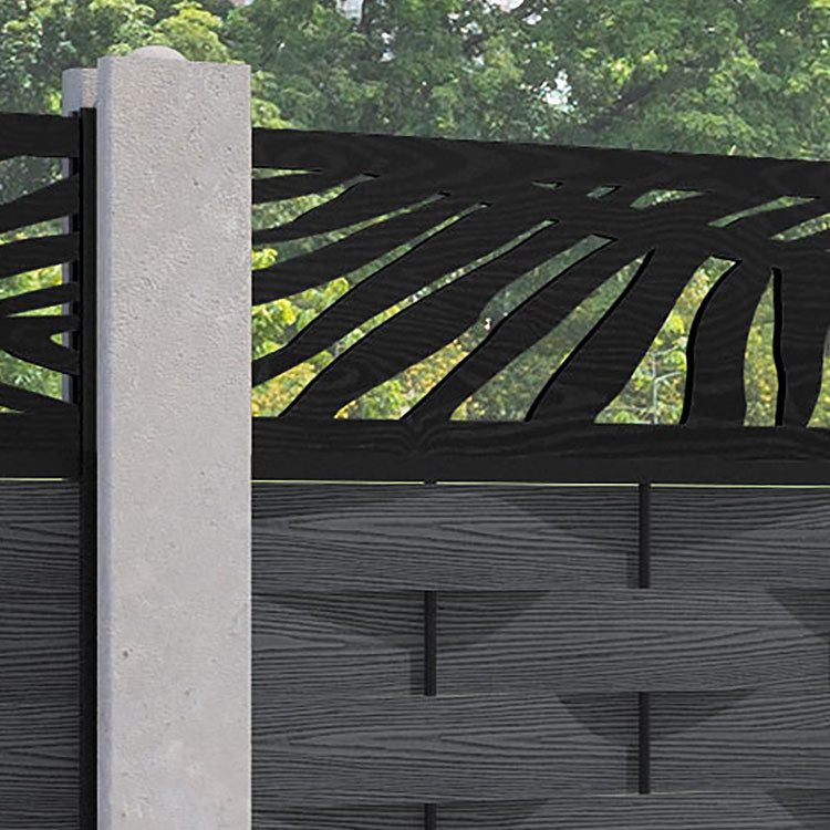 Ripple Palm Fence Panel - Dark Grey - for existing concrete posts