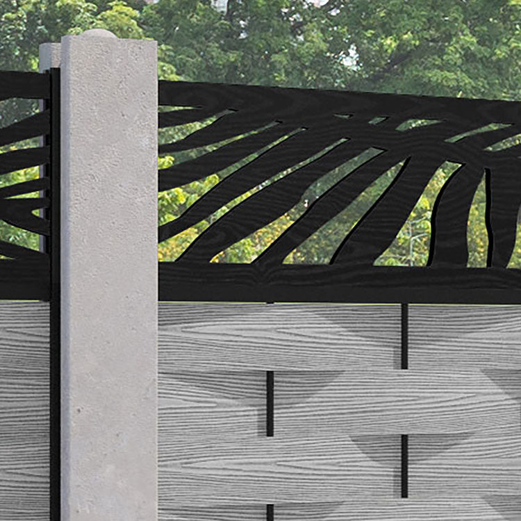Ripple Palm Fence Panel - Light Grey - for existing concrete posts
