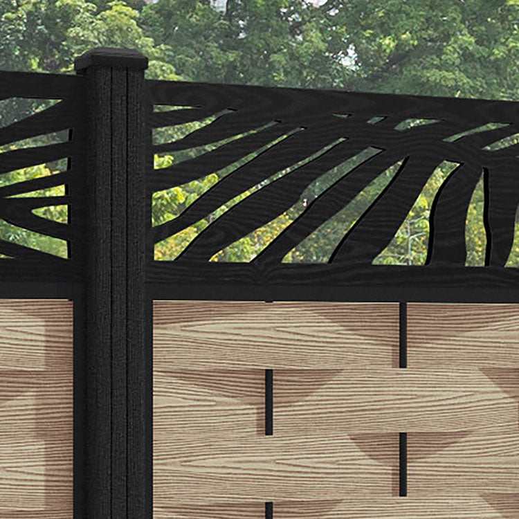 Ripple Palm Fence Panel - Light Oak - with our composite posts