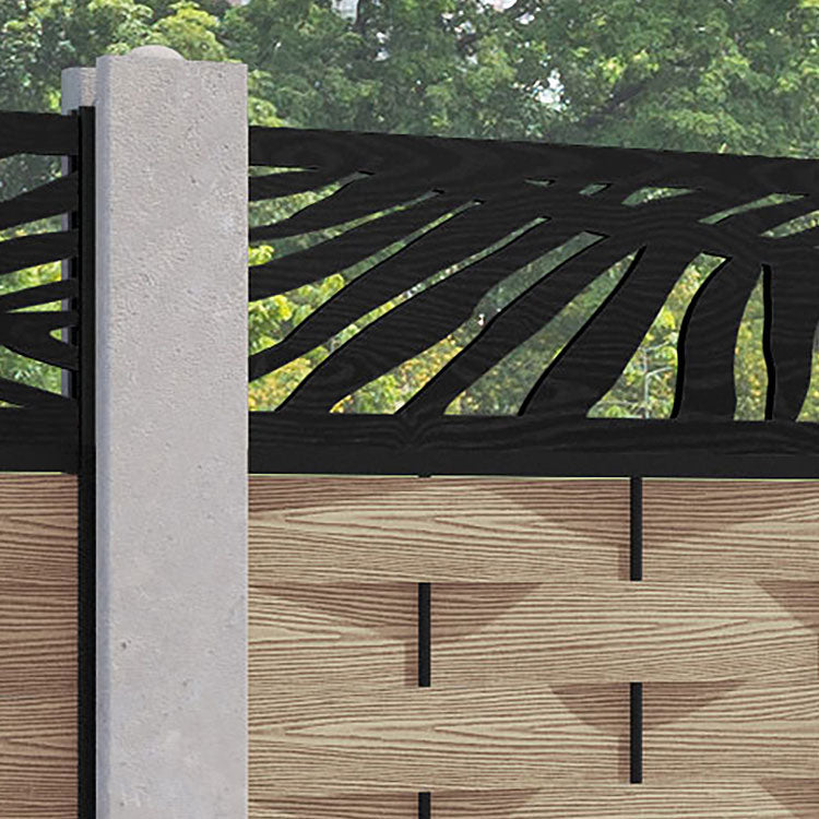 Ripple Palm Fence Panel - Light Oak - for existing concrete posts