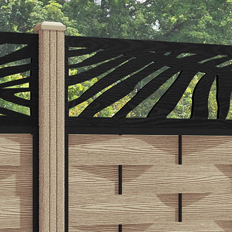 Ripple Palm Fence Panel - Light Oak - with our composite posts