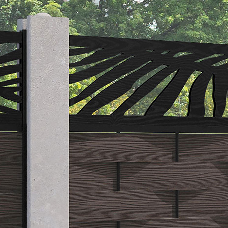 Ripple Palm Fence Panel - Mid Brown - for existing concrete posts