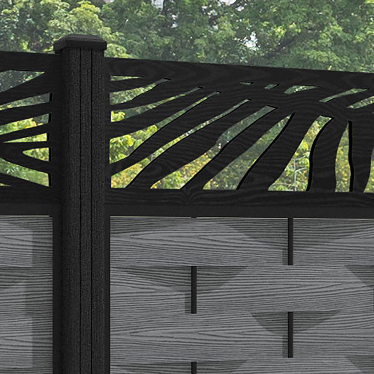 Ripple Palm Fence Panel - Mid Grey - with our composite posts