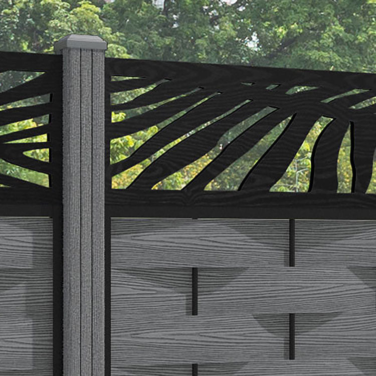 Ripple Palm Fence Panel - Mid Grey - with our composite posts