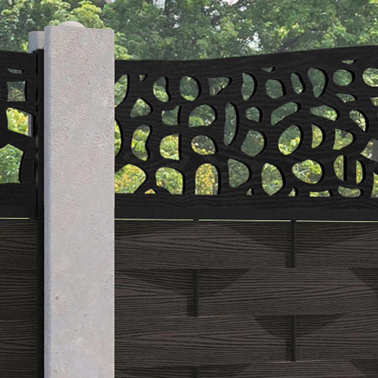 Ripple Pebble Curved Top Fence Panel - Dark Oak - for existing concrete posts