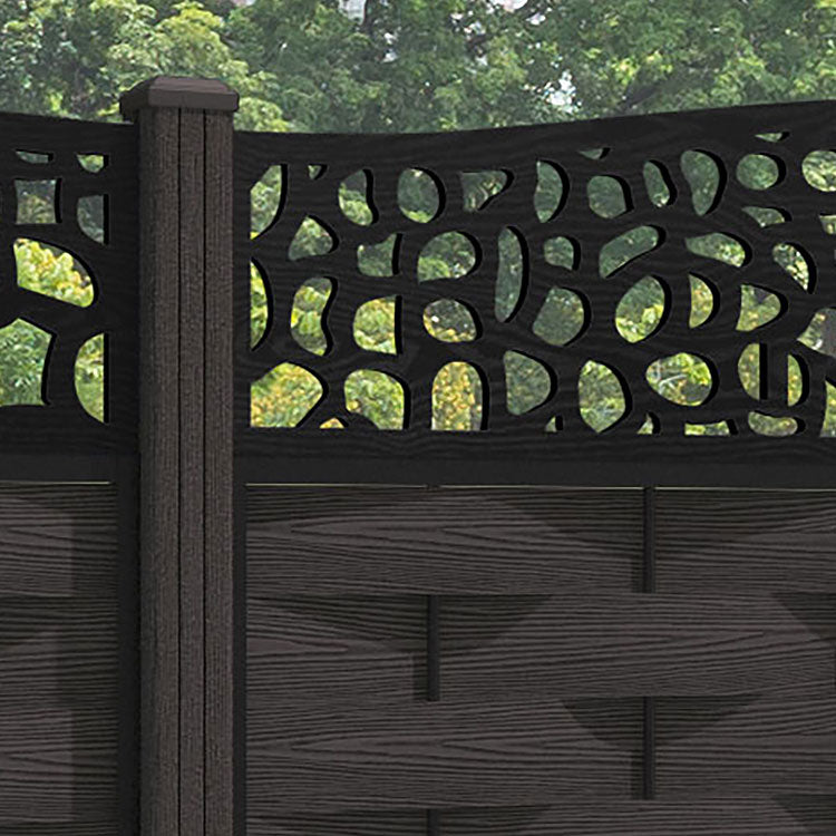 Ripple Pebble Curved Top Fence Panel - Dark Oak - with our composite posts
