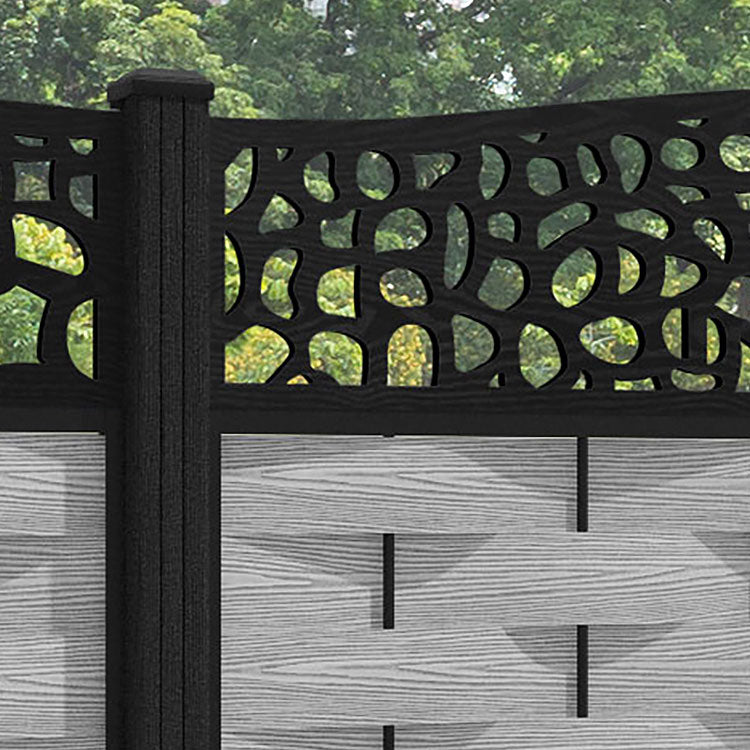 Ripple Pebble Curved Top Fence Panel - Light Grey - with our composite posts