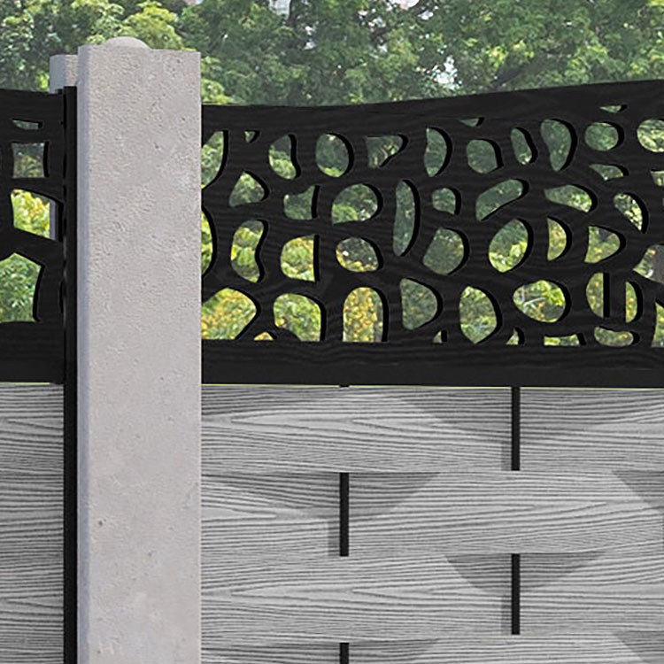 Ripple Pebble Curved Top Fence Panel - Light Grey - for existing concrete posts