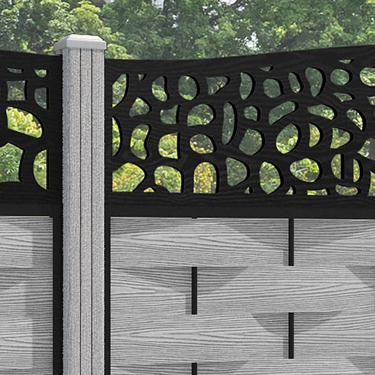 Ripple Pebble Curved Top Fence Panel - Light Grey - with our composite posts