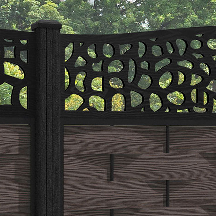 Ripple Pebble Curved Top Fence Panel - Mid Brown - with our composite posts