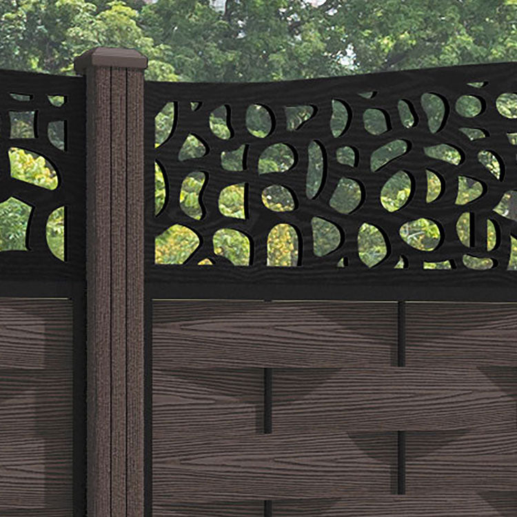 Ripple Pebble Curved Top Fence Panel - Mid Brown - with our composite posts