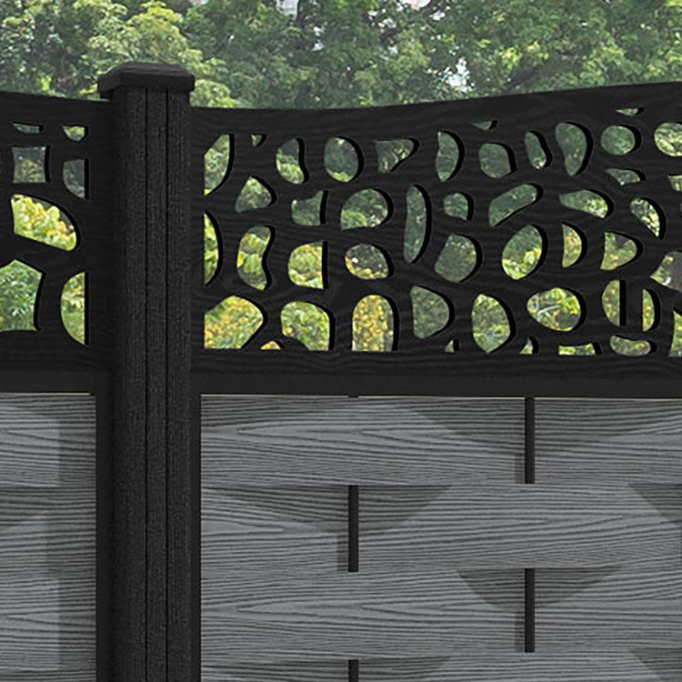 Ripple Pebble Curved Top Fence Panel - Mid Grey - with our composite posts