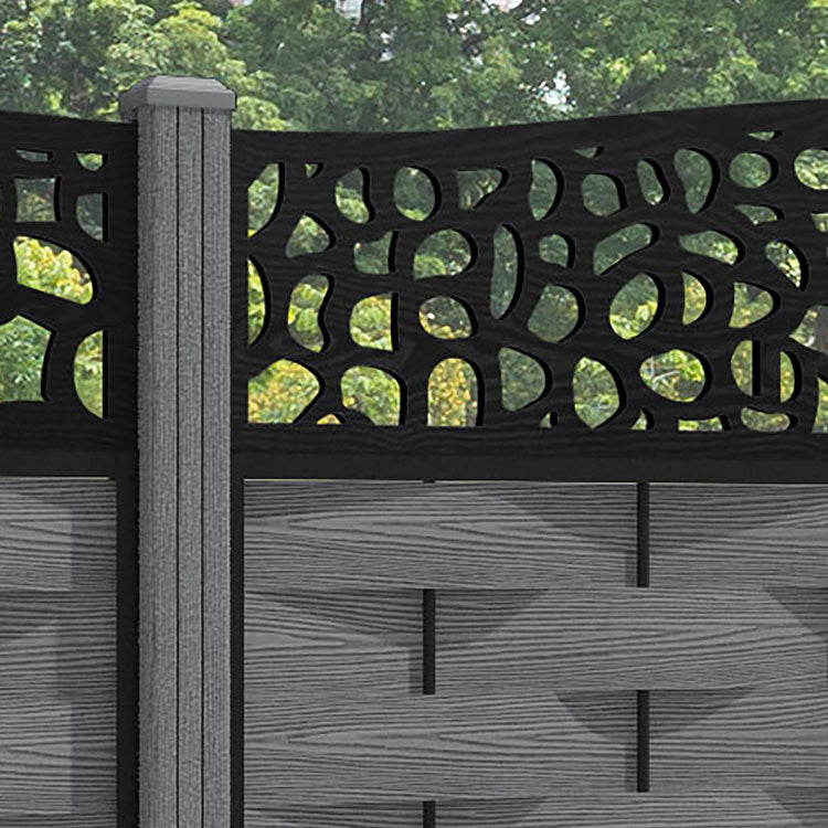 Ripple Pebble Curved Top Fence Panel - Mid Grey - with our composite posts