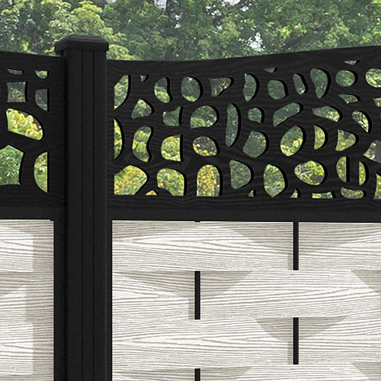 Ripple Pebble Curved Top Fence Panel - Light Stone - with our aluminium posts