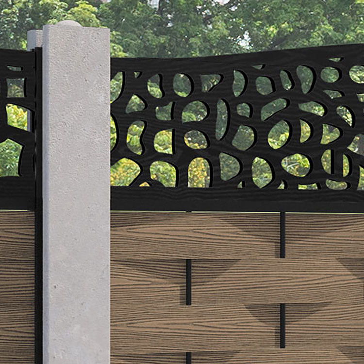 Ripple Pebble Curved Top Fence Panel - Teak - for existing concrete posts