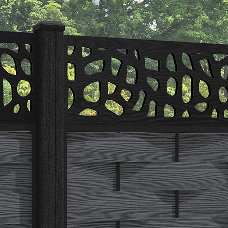 Ripple Pebble Fence Panel - Dark Grey - with our composite posts