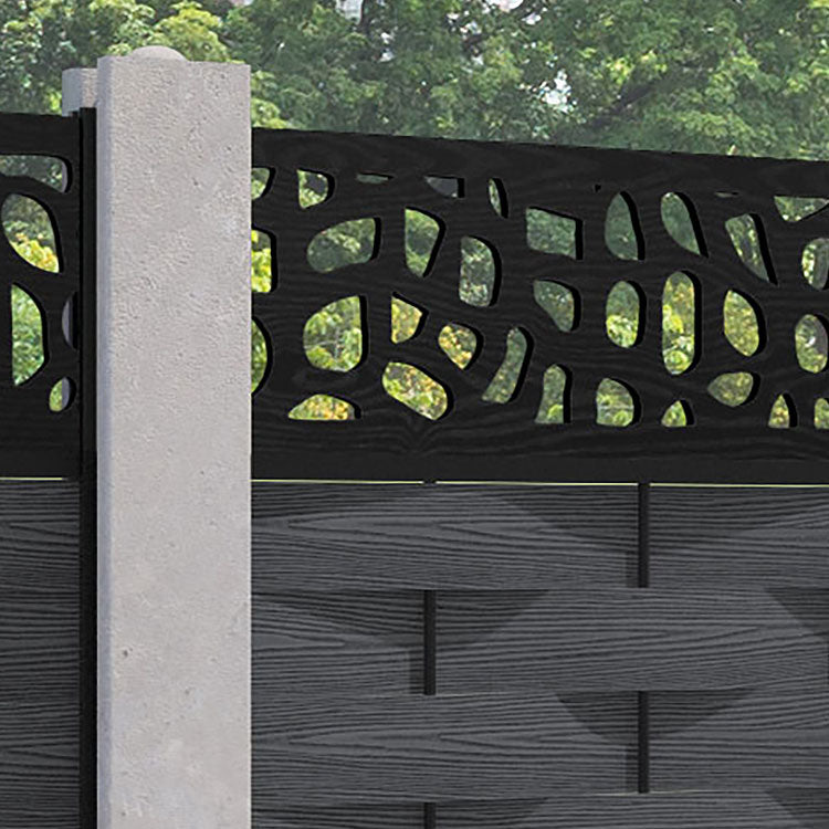 Ripple Pebble Fence Panel - Dark Grey - for existing concrete posts