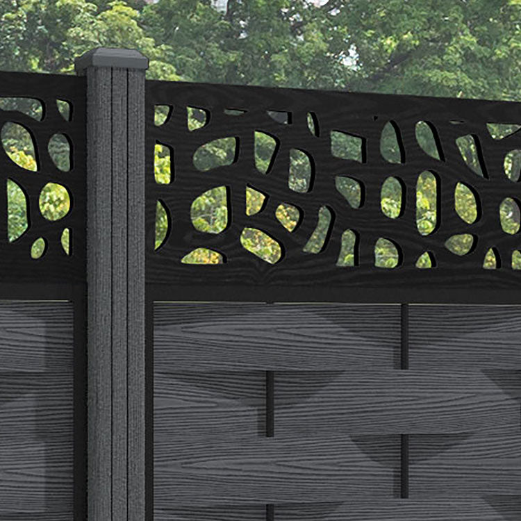 Ripple Pebble Fence Panel - Dark Grey - with our composite posts