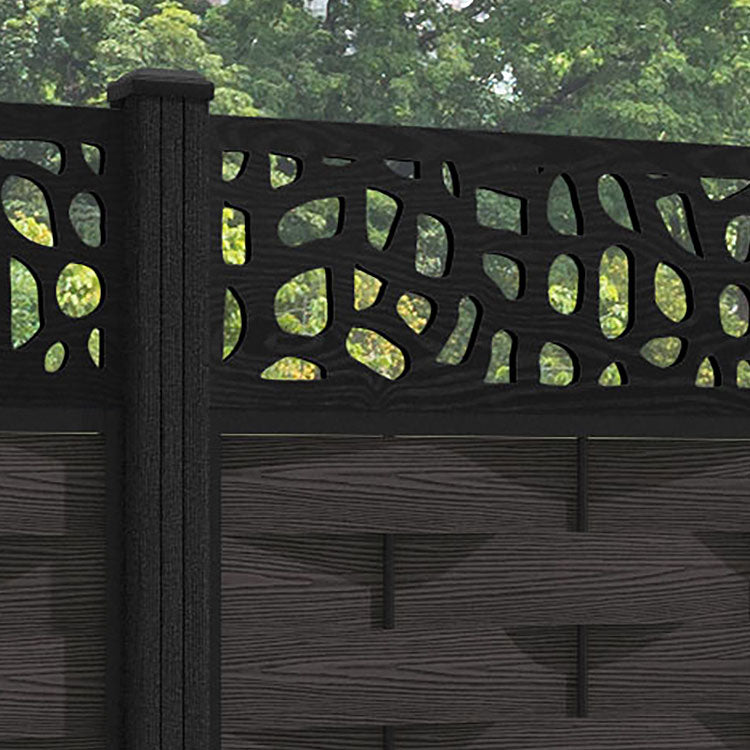 Ripple Pebble Fence Panel - Dark Oak - with our composite posts