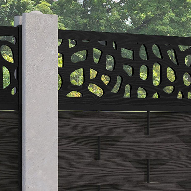 Ripple Pebble Fence Panel - Dark Oak - for existing concrete posts