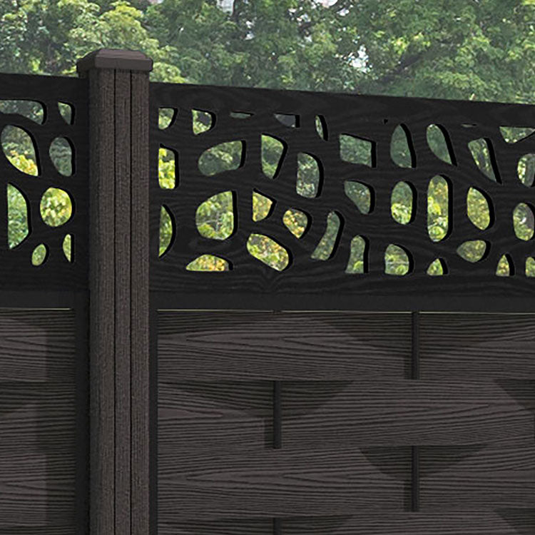 Ripple Pebble Fence Panel - Dark Oak - with our composite posts