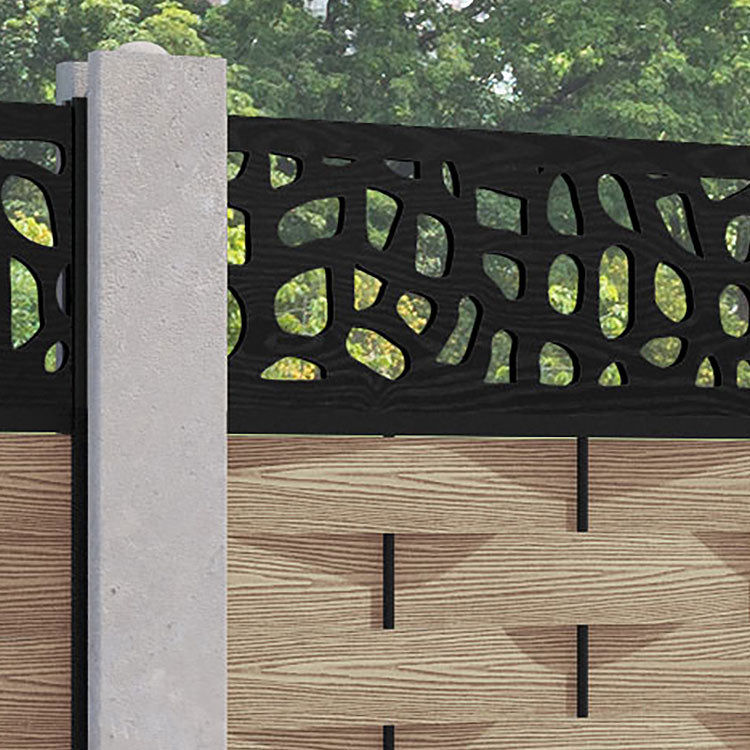 Ripple Pebble Fence Panel - Light Oak - for existing concrete posts