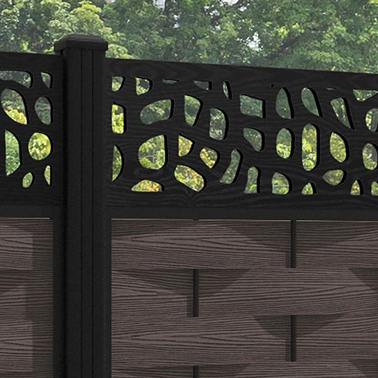 Ripple Pebble Fence Panel - Mid Brown - with our aluminium posts