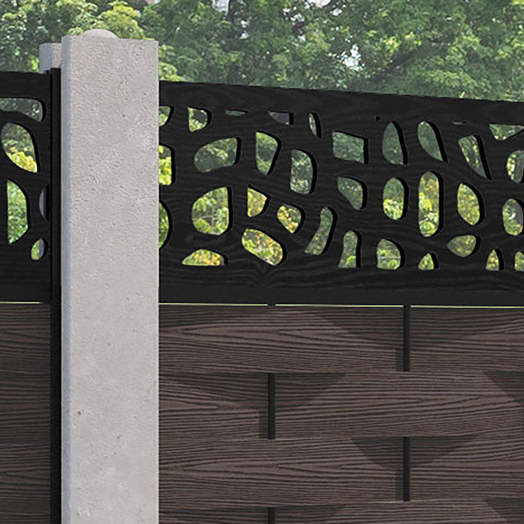 Ripple Pebble Fence Panel - Mid Brown - for existing concrete posts