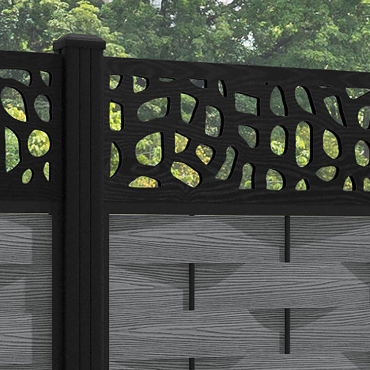 Ripple Pebble Fence Panel - Mid Grey - with our aluminium posts