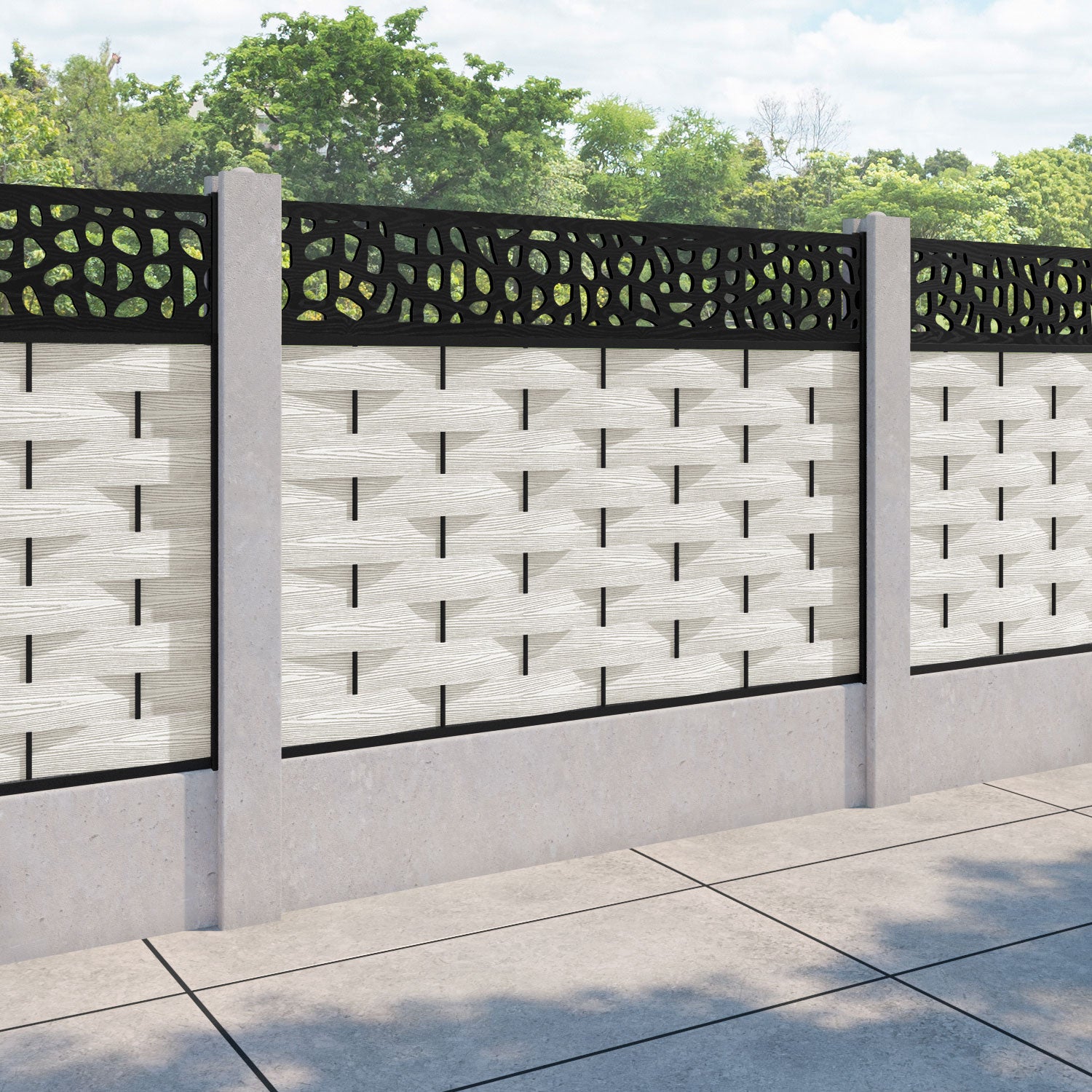Ripple Pebble Fence Panel - Light Stone - for existing concrete posts