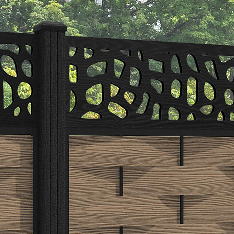 Ripple Pebble Fence Panel - Teak - with our composite posts